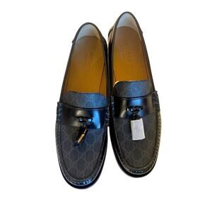 Gucci NWB Kaveh Supreme Black Leather Tassel Loafers